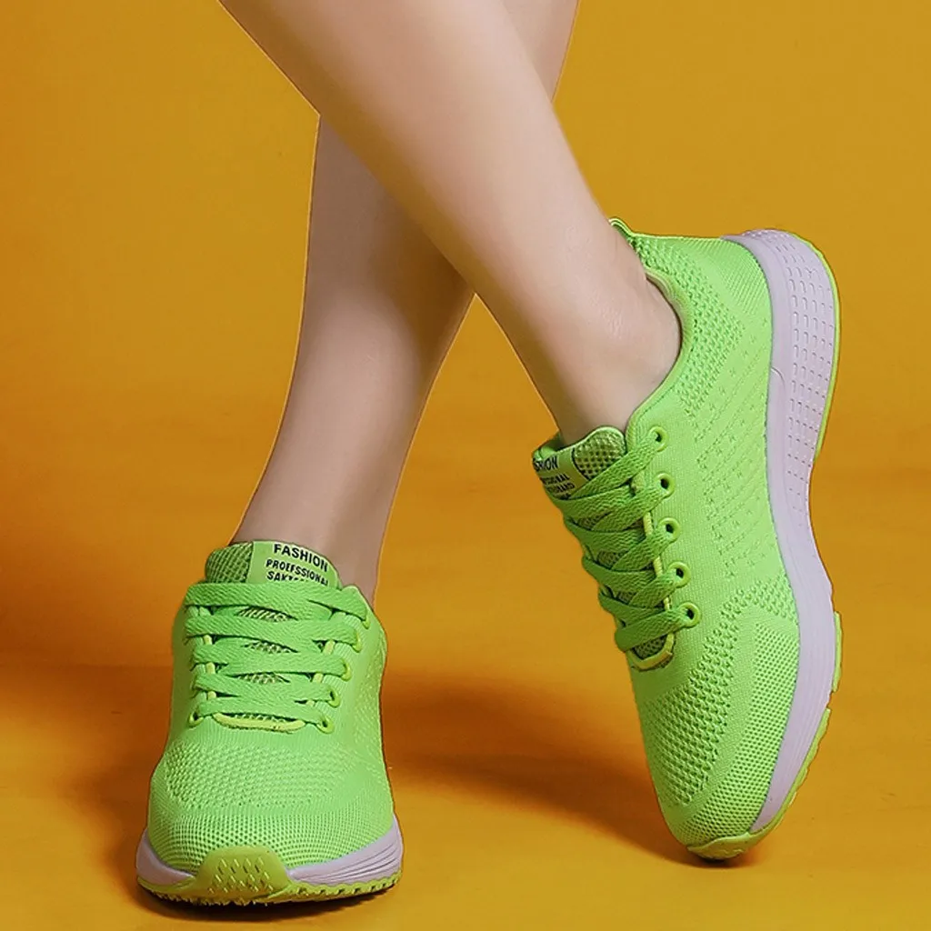 KANCOLLE Ladies Fashion Casual Breathable Lace Up Sneakers Flying Weaving Sport Walking Cushion Athletic Running Shoes 103#4