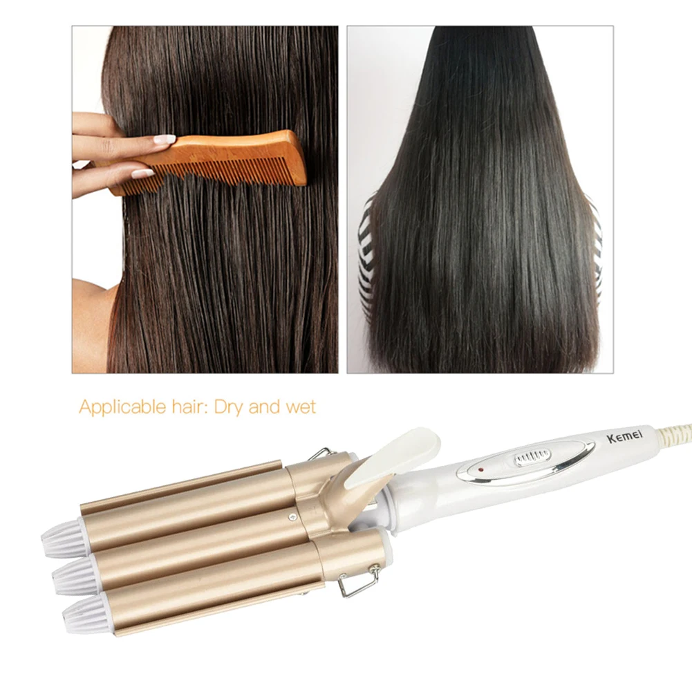 Three Barrel Waver Hair Curler Iron Ceramic Wand 110 220 V Hairstyles Beauty Tool Hair Waver 4