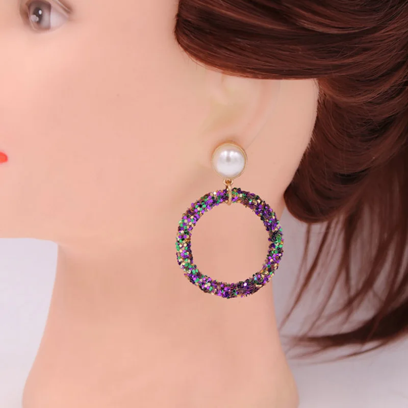 

Oorbellen Flash Resin Earrings For Women Round Pendant Earrings Bohemian Earrings Wedding Party New Jewelry 2019