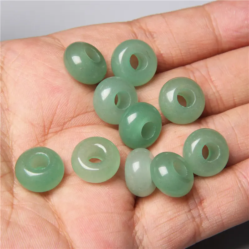 10pcs/Lot 8x14mm 5mm Big Hole Natural Round Jades Jaspe Stone Crystal Spacer Beads Charm Pendant For Jewelry Making Accessories - Image 5