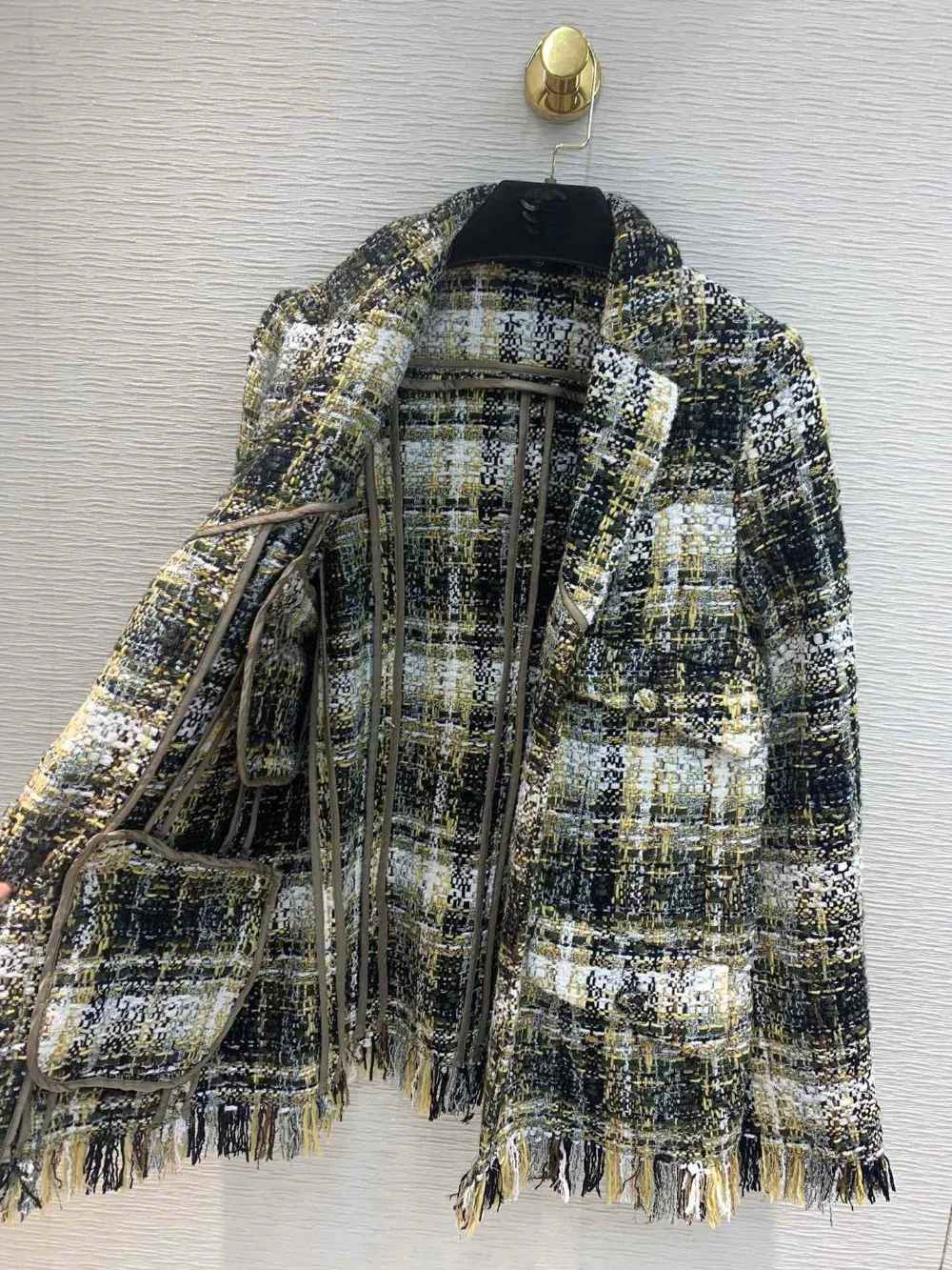 2019FW winner модная Женская Роскошная клетчатая куртка с кисточками, пальто, женская твидовая верхняя одежда, пальто rmsx 11,6