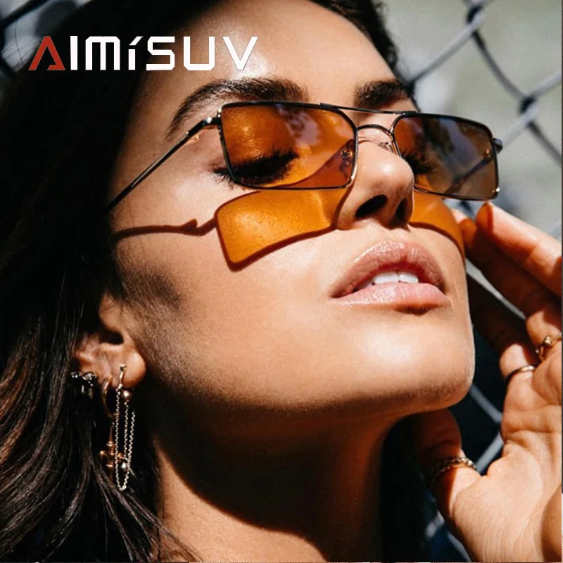 Мужские и женские прямоугольные солнцезащитные очки AIMISUV 2019 в металлической