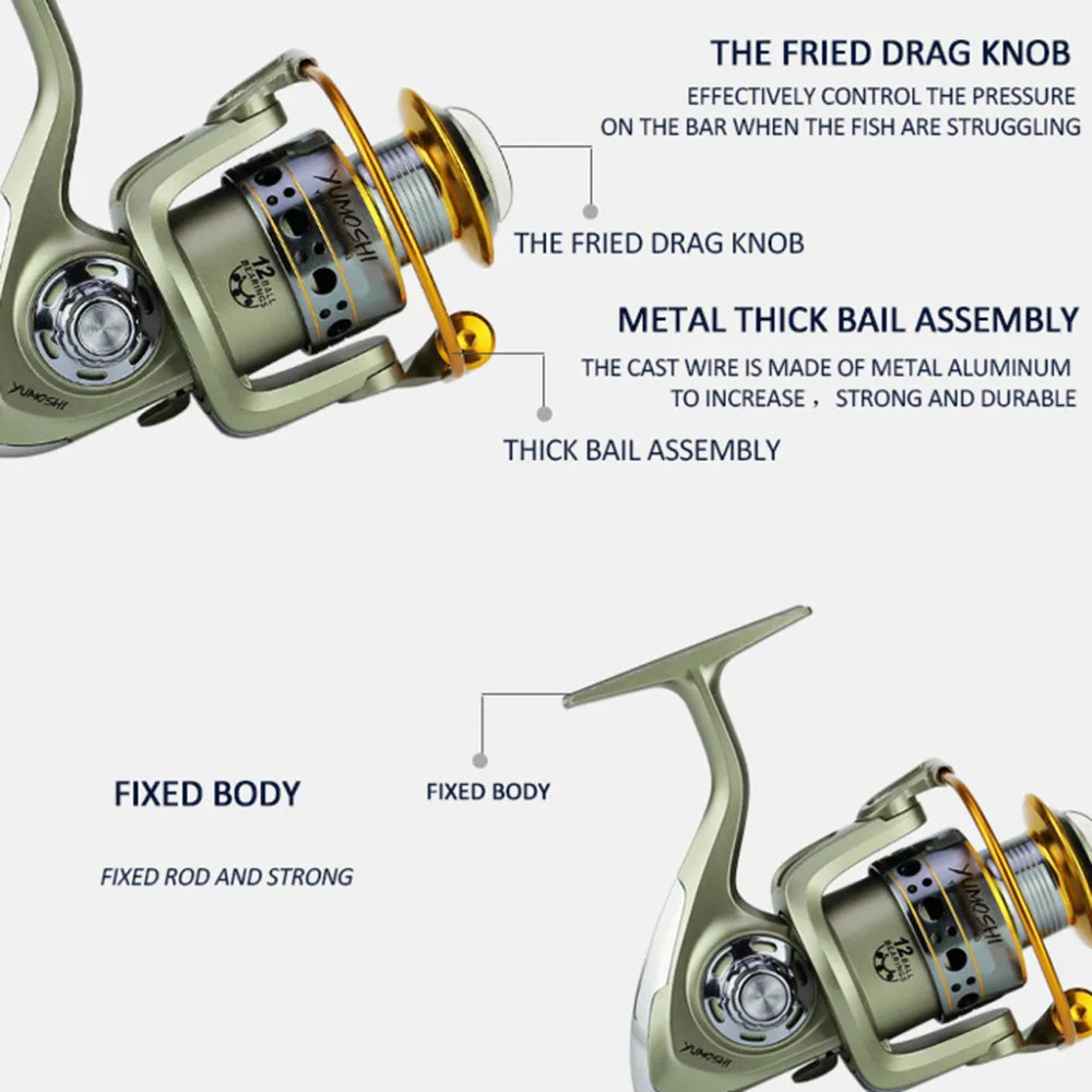 Aluminum Body Rotor Ultra Smooth 6+1 BB Spinning Fishing Reel Braided Super 1000-4000