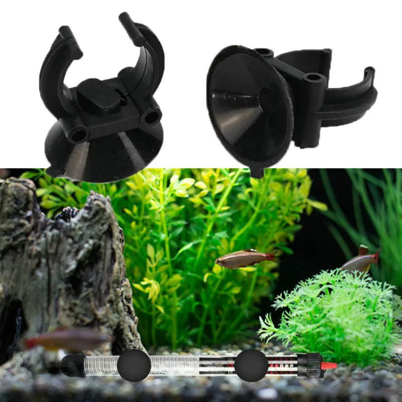 Ventosas negras para acuario, luces LED, varillas de calefacción, Clip, ventosa, taza de succión, plato de peces, 2/4 Uds.
