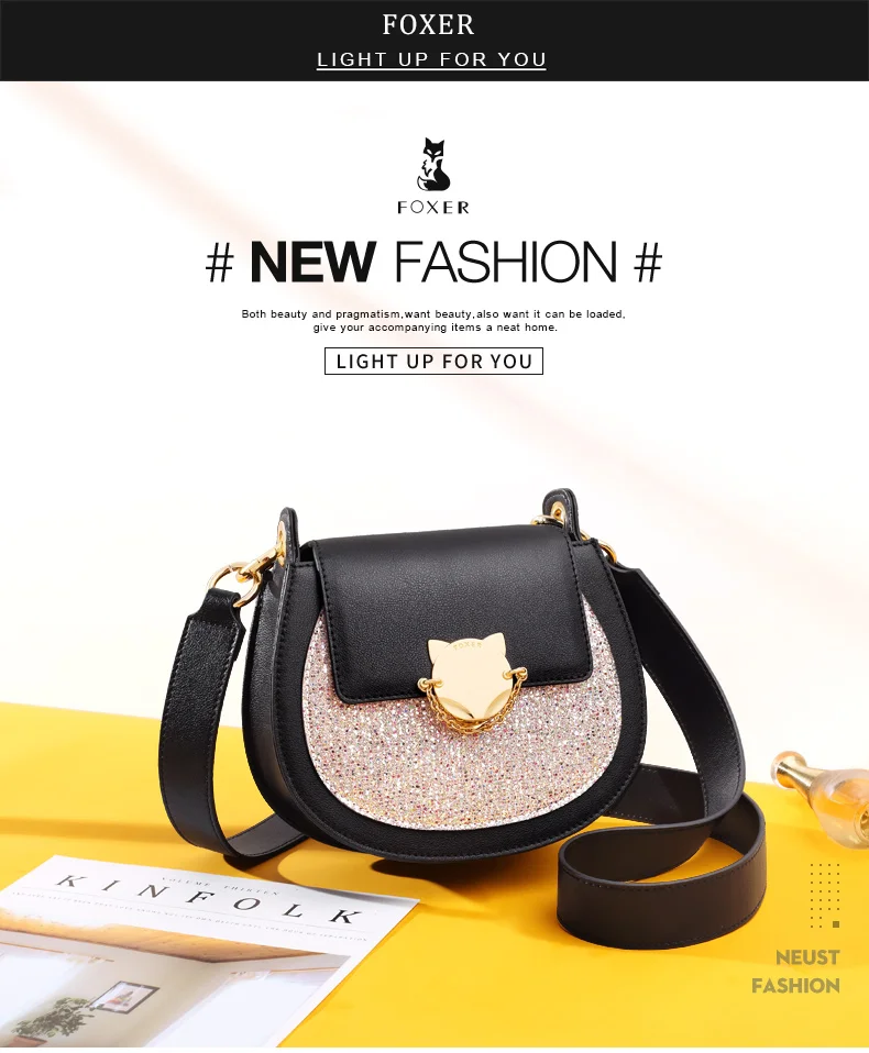 FOXER Fashion Girl Crossbody Bag Glett luxury Messenger Bag Split Leather Women Designer Bag Chic Flap Female Brand Shoulder Bag