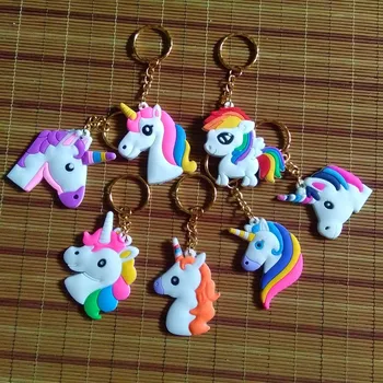 

7 Color Unicorn Key Chain Gold Cartoon Unicorn Key Ring Mini Soft Pendant Bag Charming Car Holder Personality Gifts
