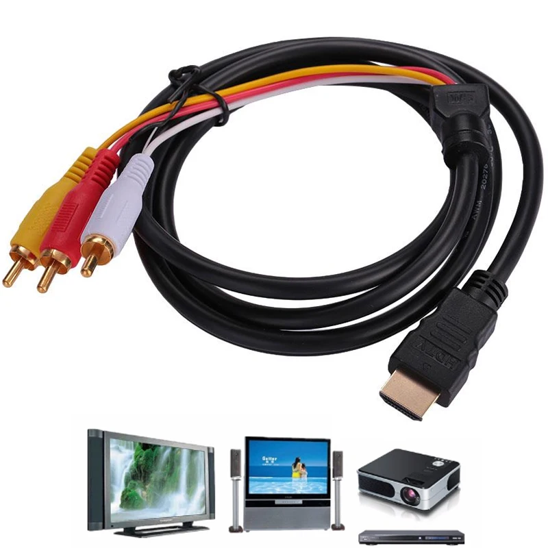 HDMI штекер 3RCA AV порт кабель ведущая линия для ТВ HD tv DVD 1080P 1,5 метров