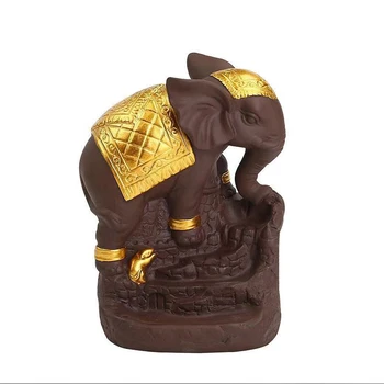 

Elephant Reflux Backflow Incense Burner Incense Base Ceramic Statue Home Decor