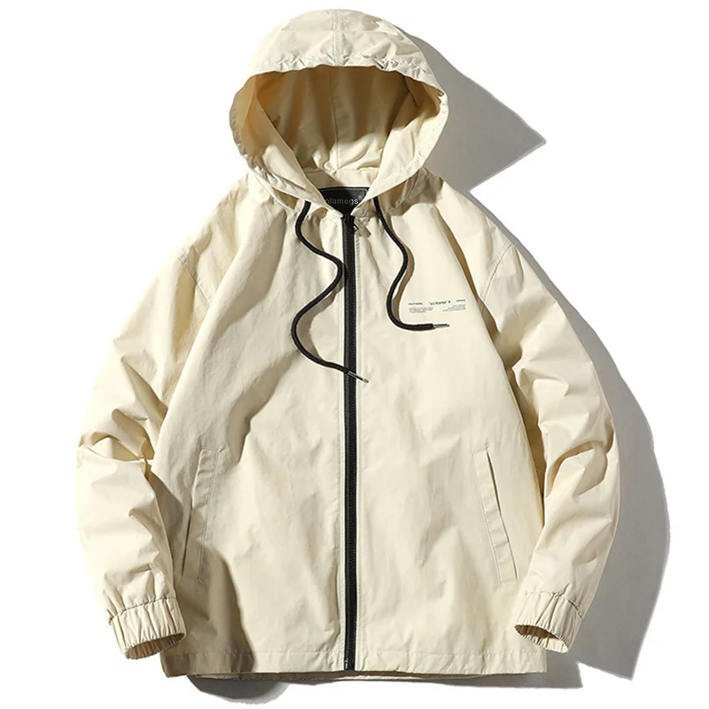 White Aolamegs куртки мужские Древние культуры печати пальто Harajuku Свободные карго с капюшоном ветровка Расширенный Повседневный стиль уличная осень - Цвет: White