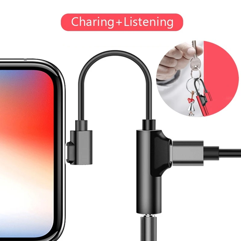 Кабель адаптера для наушников для iPhone 11 Pro XS MAX XR X 8 Plus наушники пол конвертер 2 в 1 Зарядка 3,5 мм разъем Aux сплитер - Цвет: adaptador