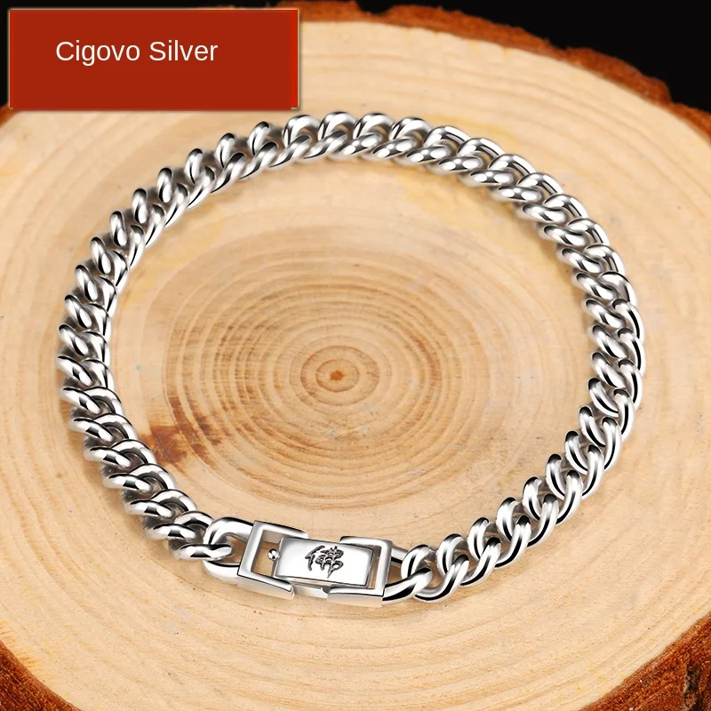 

Cigovo silver bracelet male 925 silver single man personality cool Japanese metal Buddha Bracelet female