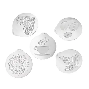 

5 Pcs Stainless Steel Coffee Stencils Barista Cappuccino Arts Templates Coffee Garland Mould Cake Decorating Tool