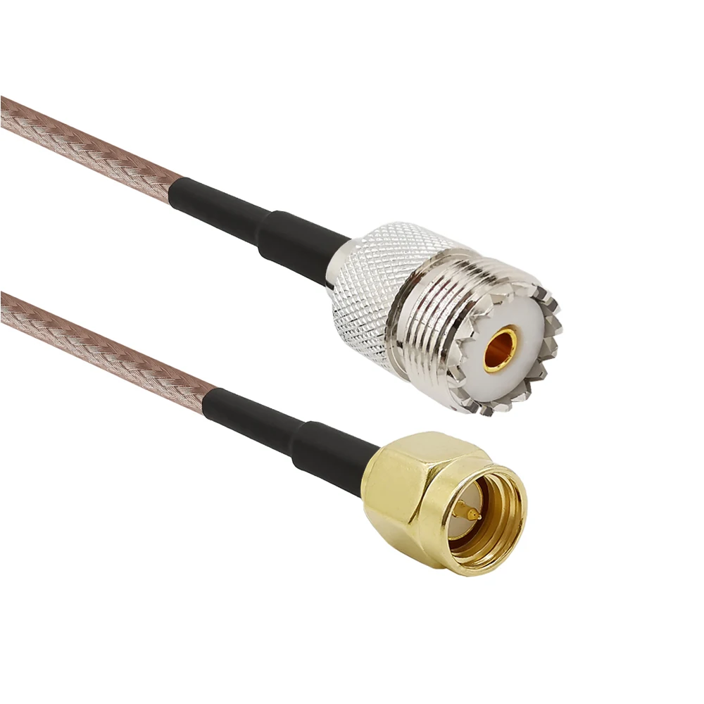 Разъем 10-50 см SMA папа-мама UHF разъем SO239 RG316D двойной щит Серебристый Портативный