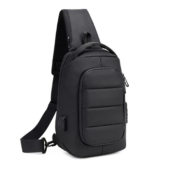 

Men's Chest Bag USB Chaging Anti-Theft Bag with Lock School Shoulder Bag Diagonal Package Messenger Travel Bag