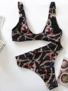 

2020 Sexy Bikini Fashion Creative Print Pattern Character Swimsuit Female Bikini Set