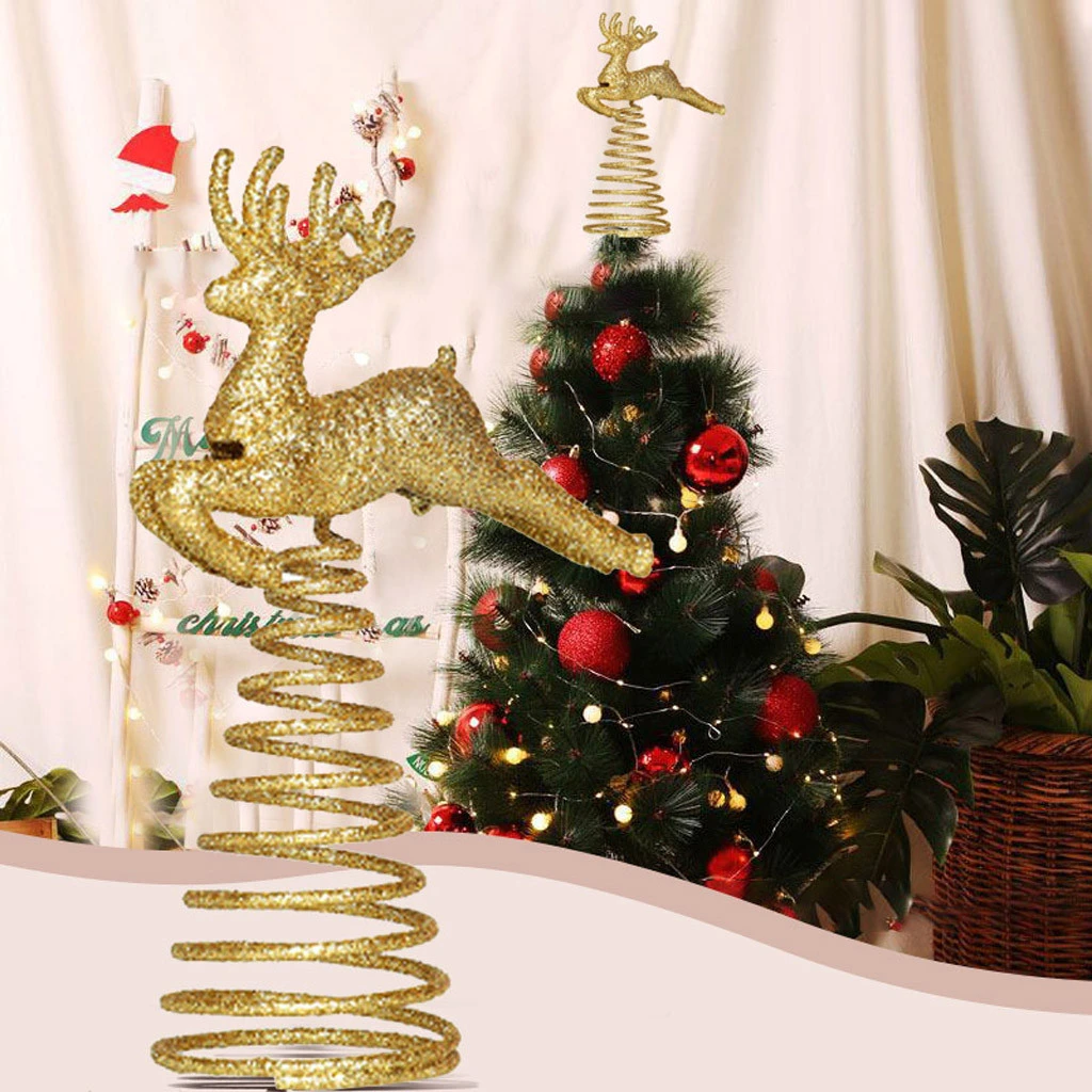 Adornos navideños con para árbol de Navidad, adorno colgante de ciervo, estrella de roja y dorada, adornos para árbol de Navidad, decoración y adornos en forma de gota| -