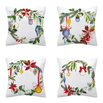 

2020 New Style Christmas Wreath Pillow Covers Hot Selling Home Decoration Sofa Pillow Case Combination Product Selection