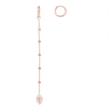 

2019 New 925 Sterling Silver Rose Gold Color Asymmetric Pink Beads Long Drop Earrings Cubic Zirconia boucle d'oreille femme 2019