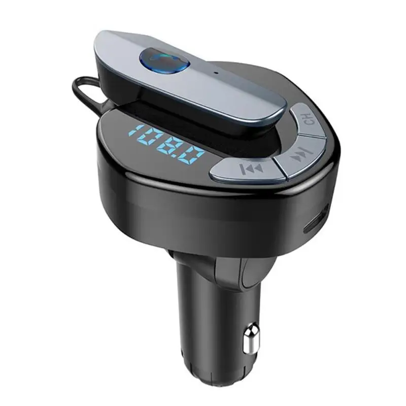 VODOOL Handsfree Bluetooth 5,0 fm-передатчик с наушниками Dual USB Автомобильное зарядное устройство для телефона Bluetooth автомобильный комплект стерео аудио mp3-плеер