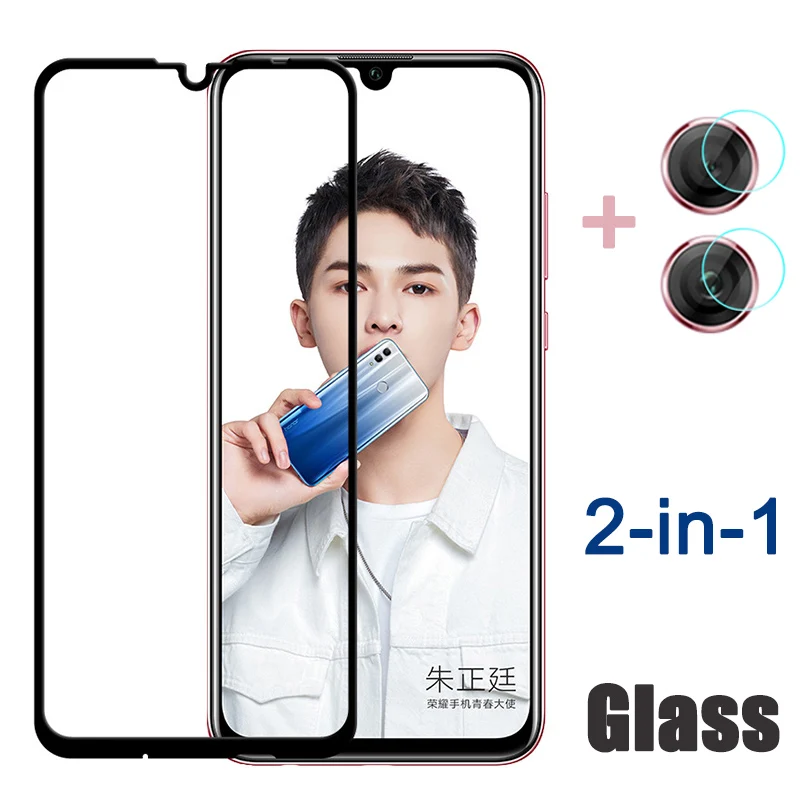 2 in 1 Protective Glass On For Huawei Honor 20 10 lite light Full Cover Camera Lens Screen Protector Film on honer 10lite | Мобильные