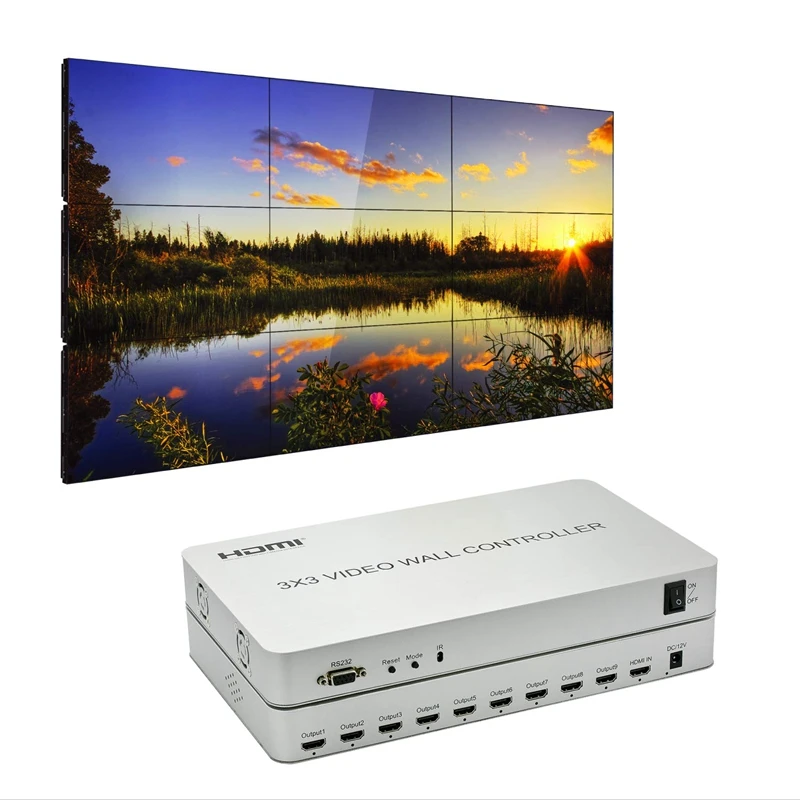

1080P Hdmi 3X3 Video Wall Controller 13 Display Modes - 1X2, 1X3, 1X4, 2X1, 2X2, 2X3, 2X4, 3X1, 3X2, 3X3, 4X1, 4X2 Usb Video Wal