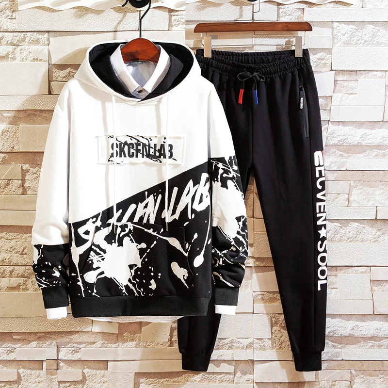 

Teenager Sports Set BOY'S Korean-style Trend Junior High School High School Students Hoodie Autumn Long Sleeve Two-Piece Set