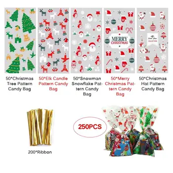 

250PCS/Set Halloween Candy Bag Cute Smooth Snack Cellophane Pocket Sack Halloween Party Decoration Supplies