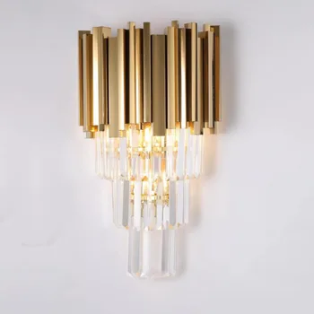 

Modern wall lamps Luxury crystal wall lamp AC110V 240v luster cristal living room bedroom lighting gold wall lamp