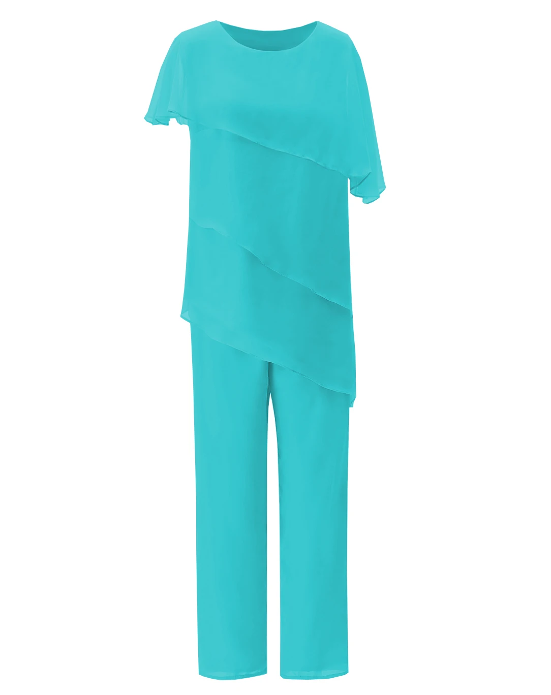 Cyan SOLOVEDRESS женское асимметричное шифоновое модное асимметричное платье для матери невесты из 2 предметов брючные костюмы для свадьбы SL-M10 - Цвет: Cyan