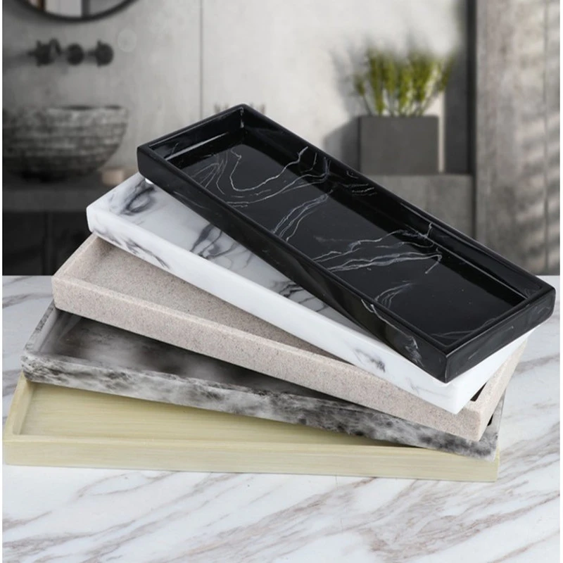 Nordic Imitation Marble Resin Tray Bathroom Storage Tray Rectangular