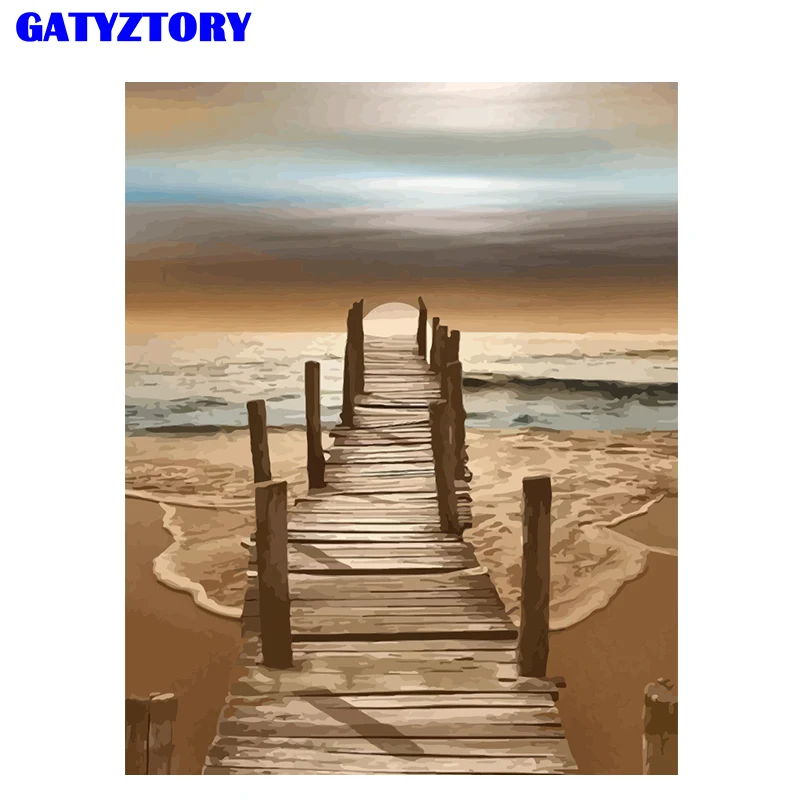 GATYZTORY 60x75 см рамка для пляжа сделай сам Раскрашивание по номерам набор акриловых