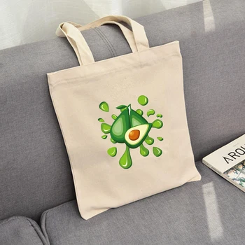 

Avocado Realistic Print Duty Canvas Tote Bag Hopping School Books Trip Bag Women Shoulder Bag Shopping Bags Fresh Literary