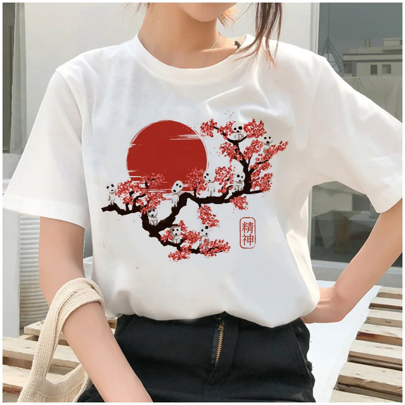 Totoro Spirit Out Футболка Studio Ghibli Femme японский мультфильм Аниме женская футболка Миядзаки Хаяо одежда женская кавайная