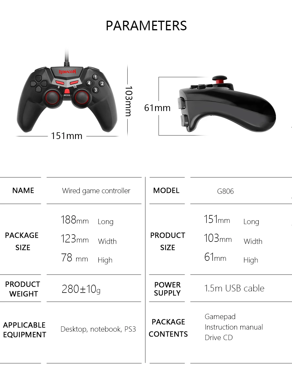 Redragon SEYMUR2 G806-1 12 кнопок проводной геймпад для Xbox 360 nintendo Switch Playstation PC PS2 PS3 контроллер Джойстик триггеры