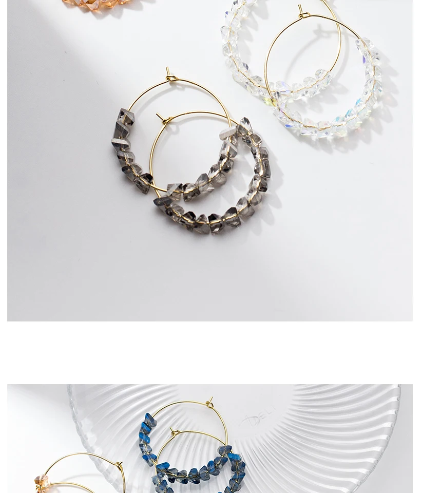 New Fashion Crystal Beads Big Circle Hoop Earrings 925 Sterling Silver Earring For Women Bohemian Wedding Engagement Jewelry (8)