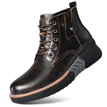 

Retro Fashion Martin Boots Men's High-top Tooling Boots Waterproof Genuine Leather Ankle Boots for Mans Casual Shoes Winter New