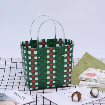 

Fashion Shopping Bag Hand-woven Small Vegetable Basket Personality Hand Snack Toy Shopping Basket Large Carrier Organizer Bags