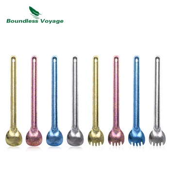 

Boundless Voyage Titanium Long Handle Cutlery Multi Color Coffee Tea Spoon Spork Small Spoon Colorful Tableware
