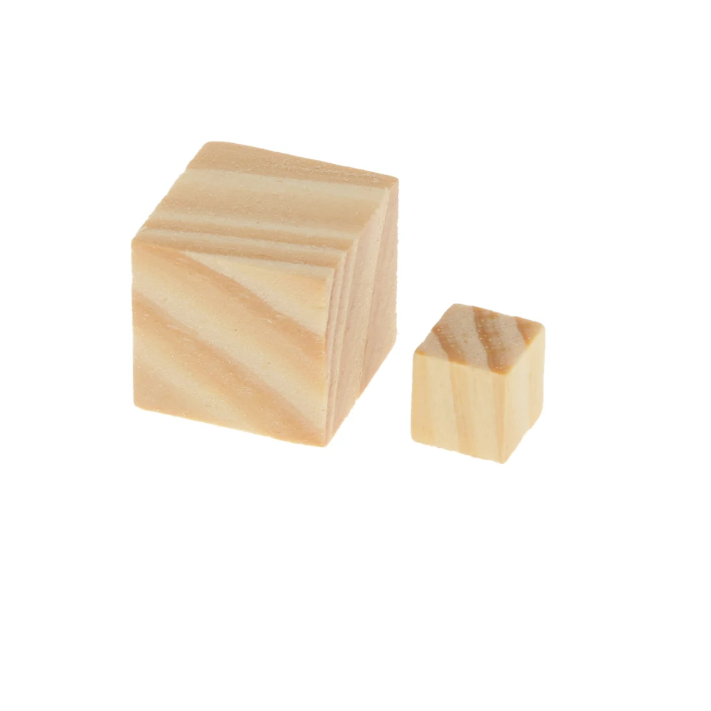 100x Wood Craft Blocks Unfinished Solid DIY Painting Art Supplies for Children Shower Game Puzzle Board Game