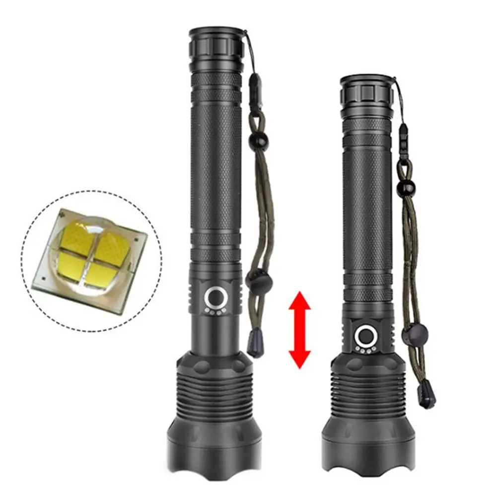 200000Lumens XHP70 LED Zoomable USB 18650 Rechargeable Flashlight Hunting Torch 
