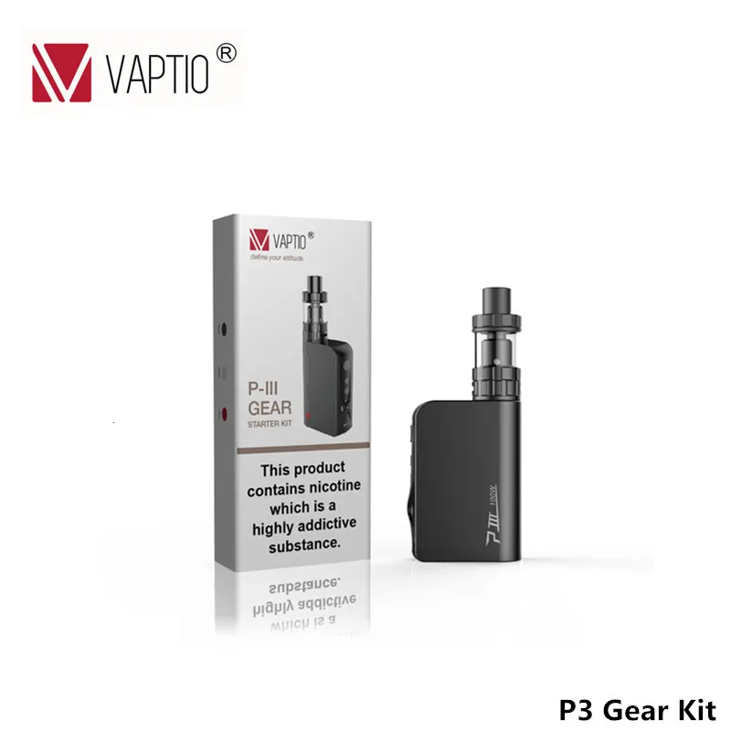 Из Великобритании! 100 Вт Vape Kit Vaptio P3 gear электронная сигарета 3000 мАч стартовый комплект встроенный аккумулятор 2,0 мл распылитель 510 нить
