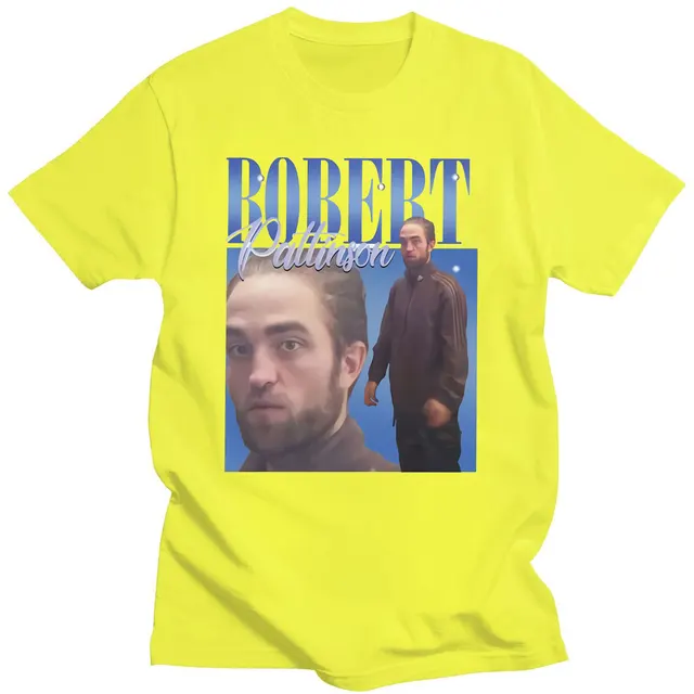 Robert Pattinson 90s Vintage Unisex Black Tshirt Men T Shirt Oversized Graphic T Shirts 100% Cotton T-shirt Man Woman Tees Tops Yellow