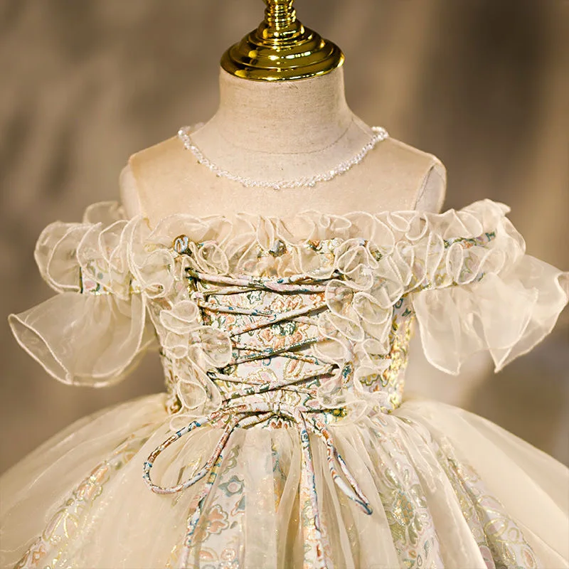 Infant Girl Dresses Ball Gown Tutu Princess Dress Beads Lace Baby Dress 1st Birthday Party Wedding Clothes girls dress maxi dress princess costume kids clothes