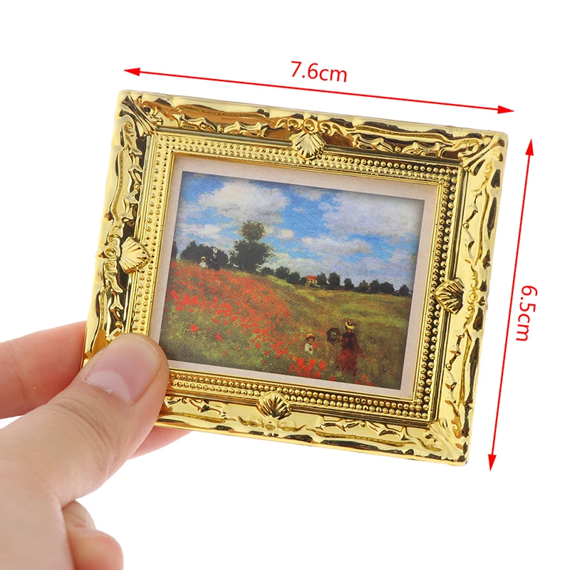 DIY кукольный домик Miniaturas 1:12 квадратная картина маслом для украшения Кукольный домик миниатюры аксессуары для 1:12 Цветочная живопись кукольный домик