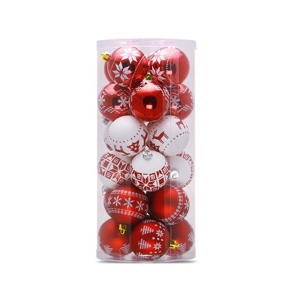 24pcs Christmas decorations balls tree ornaments large foam Styrofoam decoration toys on the Christmas tree 6cm Ball Baubles new - Цвет: red  white