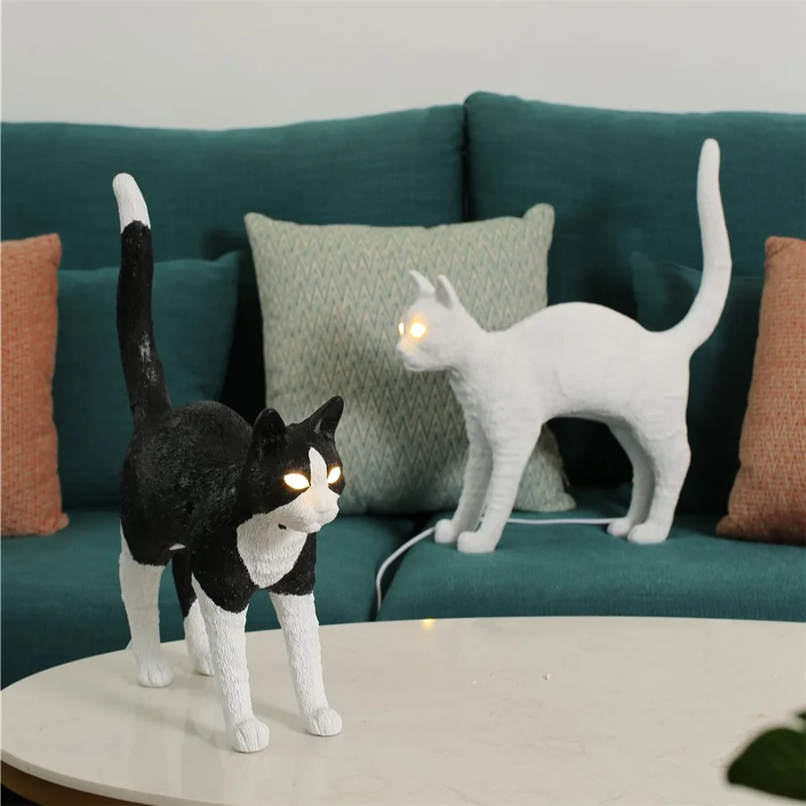 Katzen Nachtlicht - Handgefertigte Harz Lampe Mit Warmem LED Licht Für Schlafzimmer