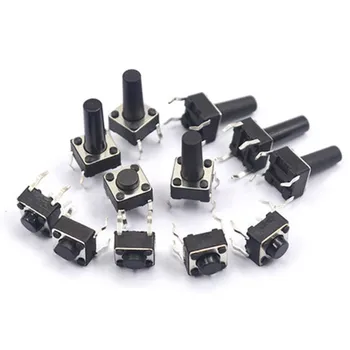 

Free Shipping100pcs 10 models 100pcs 6*6 Tact Switch Tactile Push Button Switch Kit, Height: 4.3MM~13MM DIP 4P micro switch 6x6