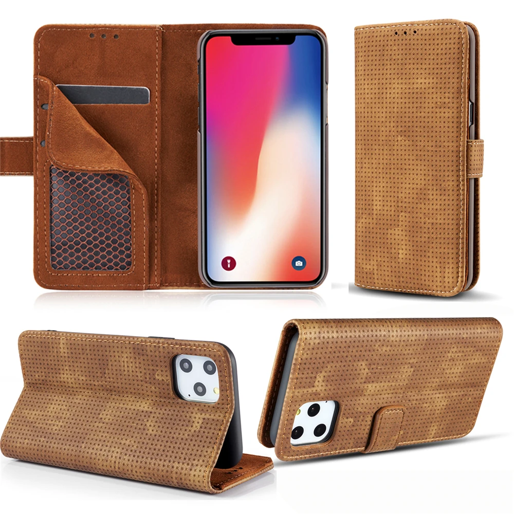 brown Ретро Кожаный чехол для IPhone 11 Pro MAX X XR XS MAX 8 7 6S 6 Plus, чехол-бумажник, флип-карта, подставка, кронштейн, чехол для телефона - Цвет: brown