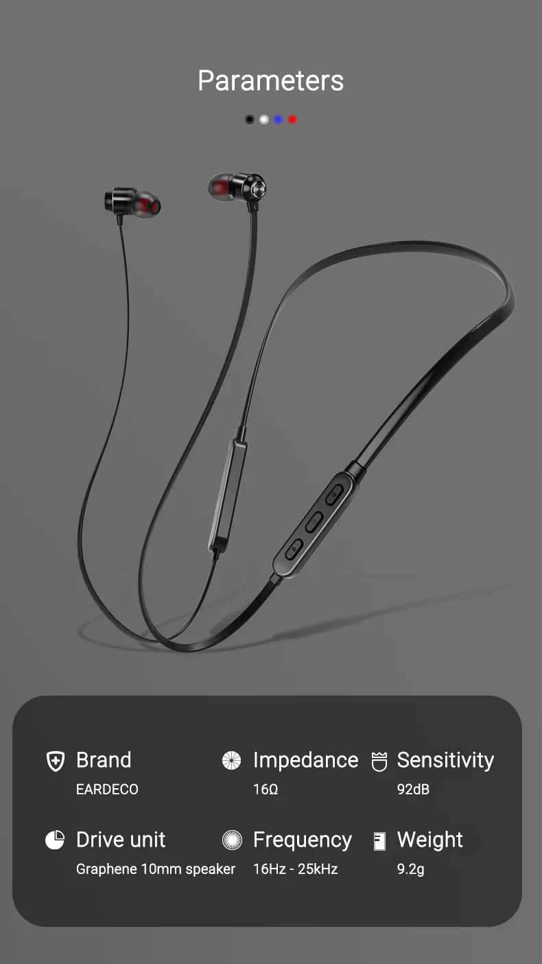 Наушники EARDECO с шейным ремешком, Bluetooth, 5,0, наушники, стерео, беспроводные наушники, наушники, Hifi, магнитная гарнитура с микрофоном, водонепроницаемые