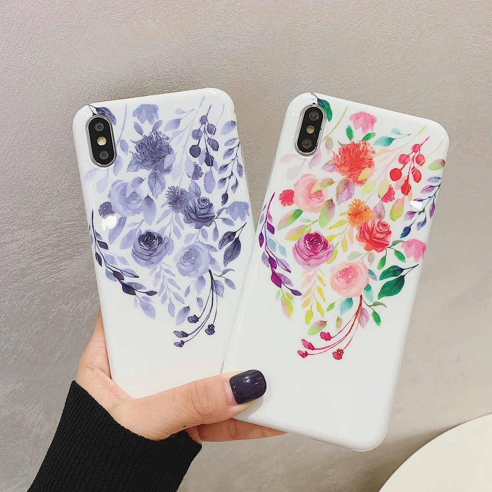 

for iPhone XS Case Flower Phone Case for iPhone 6 6s 7 8 Plus Case Retro Floral Soft Cover for Etui iPhone X XR XSMax Case Funda